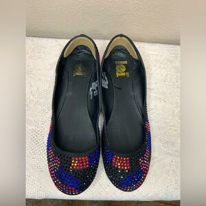 Women's Colorful LEI Rhinestone Flats - 8